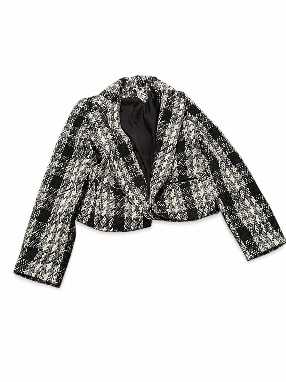 LIKE NEW Bar III Black & White Tweed Cropped Blazer